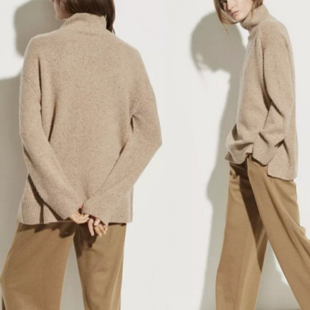 Vince Double Slit Fluffy Alpaca Blend Mock Neck/ Turtleneck Sweater in XS $395